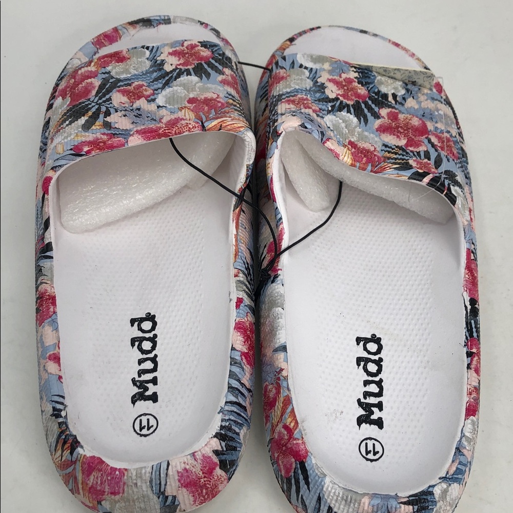 Mudd Aloha-01LP Floral White Flower Slides - Size 11 - Picture 5 of 7